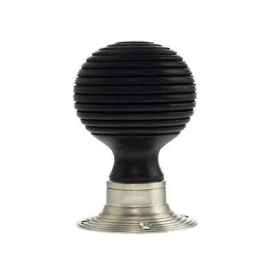 Atlantic Old English Whitby Reeded Mortice Knob, Ebony Wood And Satin Nickel - OE60RREMKSN (sold in pairs) EBONY WOOD AND SATIN NICKEL