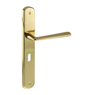 Atlantic Forme Brigette Solid Brass Designer Door Handles On Backplate, Polished Brass - FBP193KPB (sold in pairs) LOCK (WITH KEYHOLE)