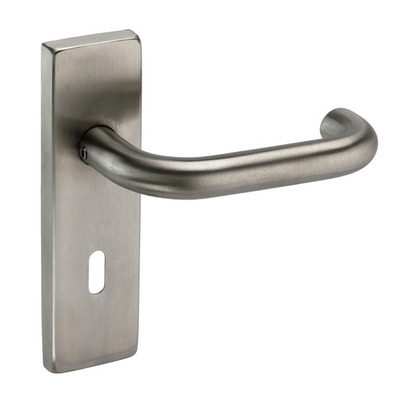 Access Hardware J Series RTD Door Handles On Backplate, Satin Stainless Steel - J121532 (sold in pairs) EURO PROFILE LOCK (WITH CYLINDER HOLE)