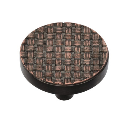 Heritage Brass Fossil Range Round Weave Cabinet Knob (32mm OR 38mm), Aged Copper - C3675-AC AGED COPPER - 32mm