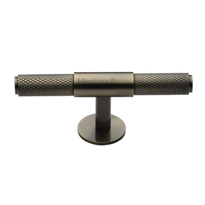Heritage Brass Knurled Fountain Cabinet Knob/Pull Handle (60mm OR 90mm), Antique Brass - C4463-AT ANTIQUE BRASS - 60mm