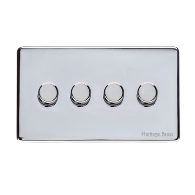 M Marcus Electrical Vintage 4 Gang 2 Way Push On/Off Dimmer Switch, Polished Chrome (250 OR 400 Watts) - X02.290.250 POLISHED CHROME - 250 WATTS