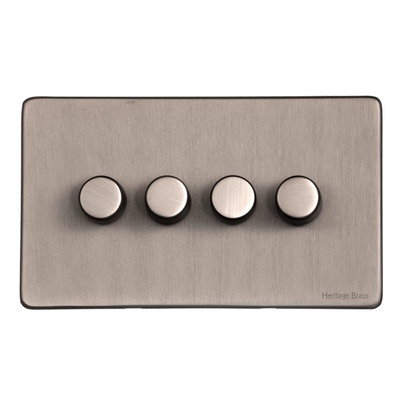 M Marcus Electrical Vintage 4 Gang 2 Way Push On/Off Dimmer Switch, Aged Press (250 OR 400 Watts) - XAP.290.250 AGED PEWTER - 250 WATTS
