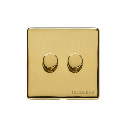 M Marcus Electrical Studio 2 Gang 2 Way Push On/Off Dimmer Switch, Polished Brass (250 OR 400 Watts) - Y01.270.250 POLISHED BRASS - 250 WATTS
