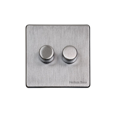 M Marcus Electrical Studio 2 Gang Trailing Edge Dimmer Switch, Satin Chrome (Trimless) - Y33.270.TED SATIN CHROME