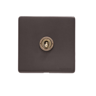 M Marcus Electrical Verona 20 AMP 1 Gang 2 Way Dolly Switch, Matt Bronze With Antique Brass Switch - VR9.2400.AB MATT BRONZE WITH ANTIQUE BRASS