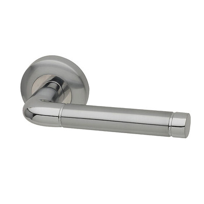 Intelligent Hardware E-Series Apollo Door Handles On Round Rose, Dual Finish Polished Chrome & Satin Chrome - APO.09.CP/SCP (sold in pairs) DUAL FINISH POLISHED CHROME & SATIN CHROME