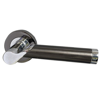 Intelligent Hardware Enterprise Door Handles On Round Rose, Dual Finish Polished Chrome & Black Nickel - ENT.09.CP/BLK (sold in pairs) DUAL FINISH POLISHED CHROME & BLACK NICKEL