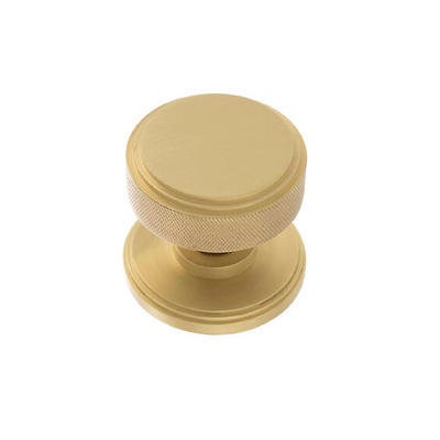 Atlantic Millhouse Brass Harrison Solid Brass Knurled Mortice Knob On Concealed Fix Rose, Satin Brass - MH450KSMKSB (sold in pairs) SATIN BRASS