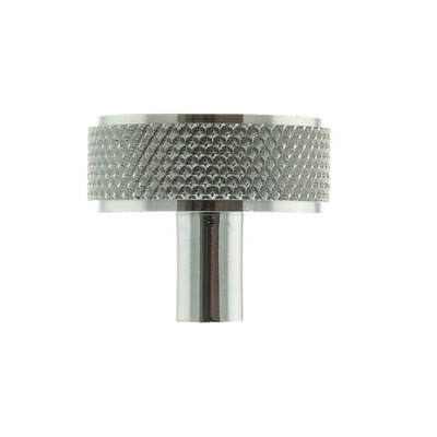 Atlantic Millhouse Brass Hargreaves Disc Knurled Cabinet Knob On Concealed Fix, Polished Chrome - MHCK1935PC POLISHED CHROME