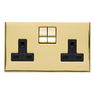 M Marcus Electrical Winchester Double 13 AMP Switched Socket, Polished Brass - W01.250.PBBK POLISHED BRASS