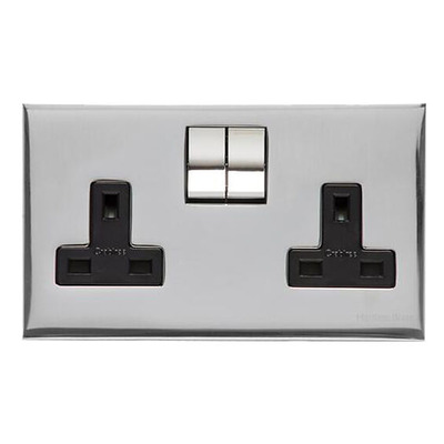 M Marcus Electrical Winchester Double 13 AMP Switched Socket, Polished Chrome - W02.250.PCBK POLISHED CHROME