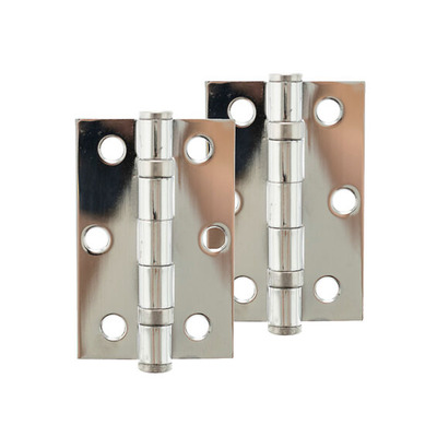 Atlantic 3 Inch Solid Steel Ball Bearing Hinges, Polished Chrome - AH322PC (sold in pairs) POLISHED CHROME