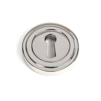 From The Anvil Standard Profile Art Deco Round Escutcheon, Polished Marine Stainless Steel - 49869 POLISHED MARINE STAINLESS STEEL