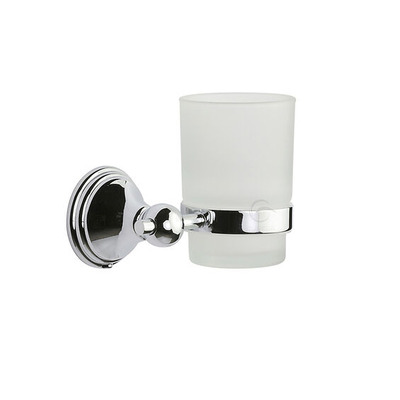 Heritage Brass Cambridge Toothbrush Holder With Frosted Glass Tumbler, Polished Chrome - CAM-TUMBLER-PC POLISHED CHROME
