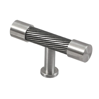 Finesse Immix Spiral T-Bar Cabinet Knob (70mm Length), Stainless Steel - IMX3005-S STAINLESS STEEL