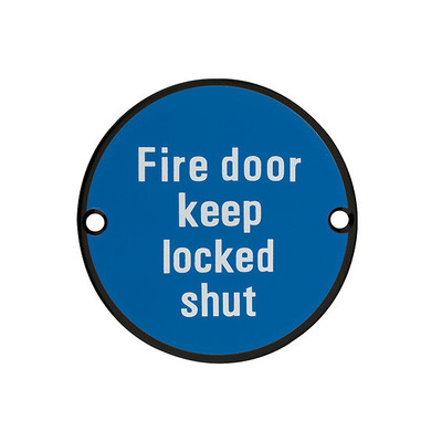 Zoo Hardware ZSS Door Sign - Fire Door Keep Locked Shut, Powder Coated Black - ZSS13-PCB POWDER COATED BLACK