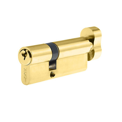 Frelan Hardware Euro Profile 5 Pin Offset Cylinders & Turn (Various Sizes), Polished Brass - JL-3050EPCTPB 35mm/40mm - POLISHED BRASS