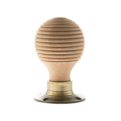 Atlantic Old English Bridlington Wood Reeded Mortice Knob, Wood And Antique Brass - OE57RMKAB (sold in pairs) BRIDLINGTON WOOD AND ANTIQUE BRASS