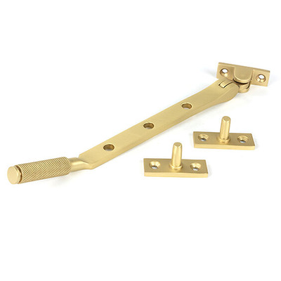 From The Anvil Brompton Knurled Window Stay (8", 10" Or 12"), Satin Brass - 50921 SATIN BRASS - 12"