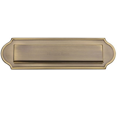 Heritage Brass Gravity Flap Letter Plate (280mm x 80mm), Antique Brass - V843-AT ANTIQUE BRASS - 280mm x 80mm