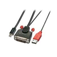Image of Lindy 0.5m DVI-D (with USB) to Mini DP Active Adapter Cable, Black