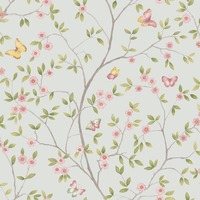 Image of Blomstermala Butterfly Trail Wallpaper Blue Pink Green Galerie 51027