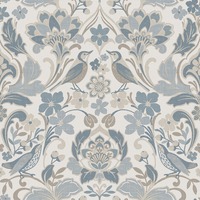 Image of Folk Floral Wallpaper Soft Blue World of Wallpaper 946103