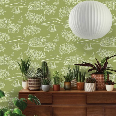Travelogue Collection Limoneto Wallpaper Asparagus Green Mini Moderns MMTLG04AS
