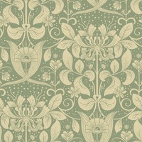 Image of Hjarterum Berit Arts and Crafts Inspired Wallpaper Green Galerie 83126