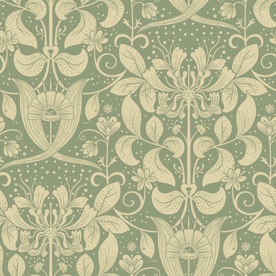 Hjarterum Berit Arts and Crafts Inspired Wallpaper Green Galerie 83126
