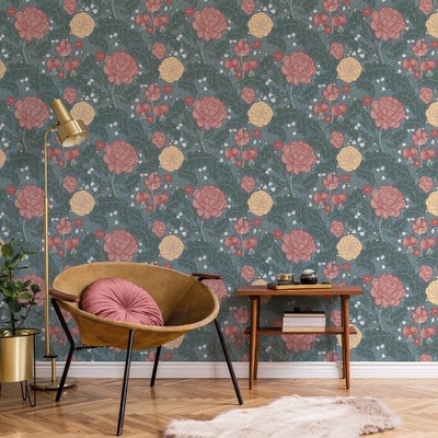 Ekbacka Camille Floral Wallpaper Blue Galerie 14003
