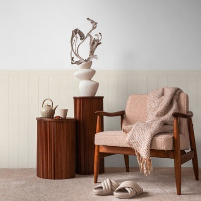 Tongue & Groove Wood Panel Dado Vinyl Wallpaper Cream AS Creation 39803-2
