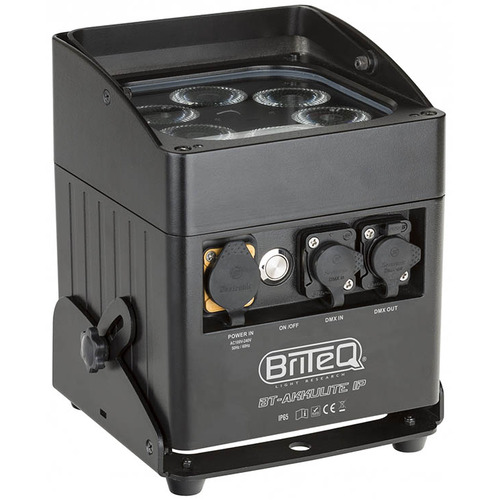 Battery-Powered LED Uplighter with 6x10 Watt RGBWA LEDs IP65 Rated