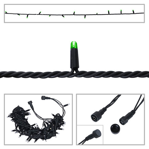LED String Light Rubber Connectable Design in Green - 20m
