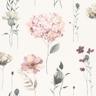 Kids' World Floral Wallpaper Pink/Green Rasch 300642
