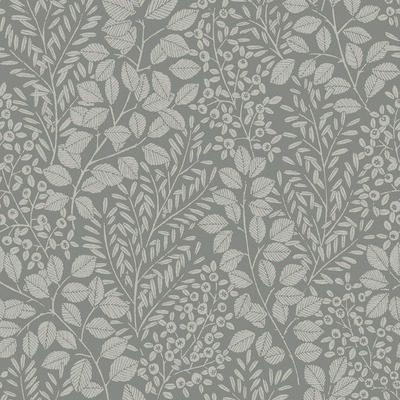 Elin Botanical Vinyl Wallpaper Charcoal Fine Decor FD26519
