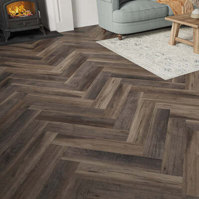 Lusso Brescia Riverside Oak Herringbone SPC Click Vinyl Flooring – Lusso
