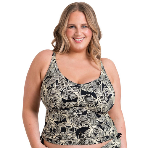 Curvy Kate Ripple Reef Non Wired Tankini Top - Black Print