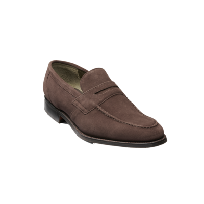 Warner - Chocolate Suede, 10 / F / 7mm Rubber sole – Barker Shoes Ltd
