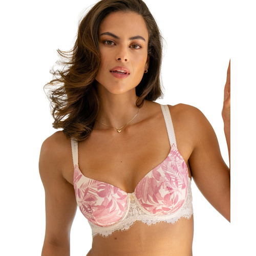 Pour Moi Bliss Padded Balconette Bra - Pink Leaf