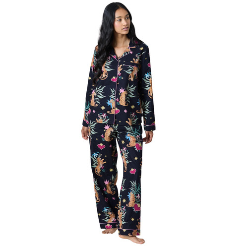 Chelsea Peers Organic Cotton Long Pyjama Set - Enchanted Tiger Print