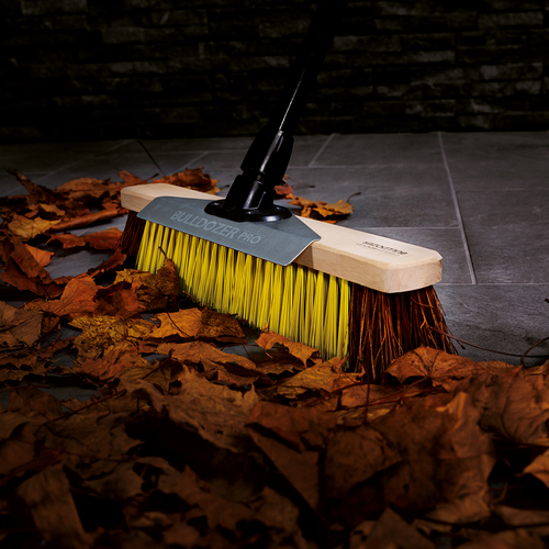 BULLDOZER PRO Heavy Duty 18" Broom with Scraper and Telescopic Handle