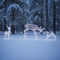 Outdoor Light Up Laser Ribbon Christmas Reindeer Mother and Babies Set