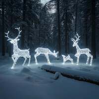 Outdoor Light Up Acrylic Christmas Reindeer Large Family Set