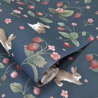 Bunnies & Berries Wallpaper Navy Holden 14142