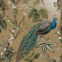 Peacock Woods Wallpaper Gold / Multi Holden 13683