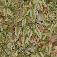 Lemur Leaves Wallpaper Rust / Green Holden 14312