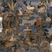 Animal Beach Party Wallpaper Navy Blue Holden 14351