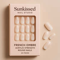 Sunkissed Nail Studio French Ombre Acrylic Strength Round Nails 24 Pieces